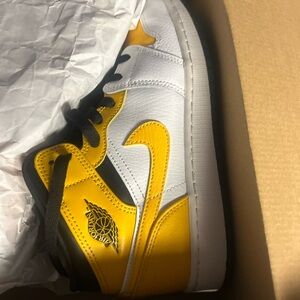 Jordan Yellow and White sneaker with cream/off white sole High-Top Sneakers